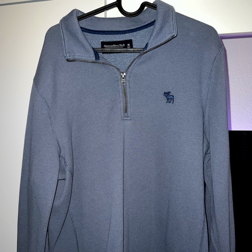 Abercrombie & Fitch Blue Soft A&F Fleece Quarterzip